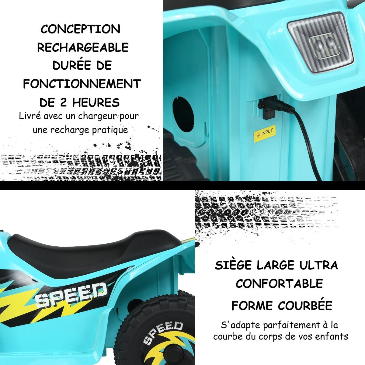 Quad Buggy Electrique Pour Enfant 6 V 4,5 Km-H MAX Voiture Pour Enfants De 3 Ans+ Blanc/Bleu/Noir/Rouge/Rose