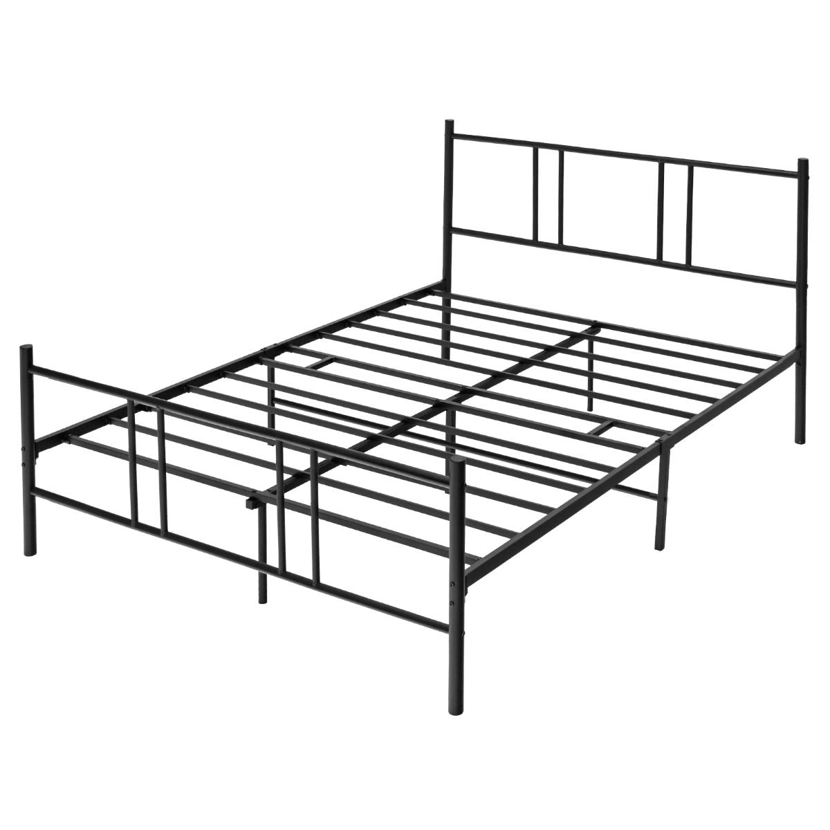 Lit Double Pour Adulte - Cadre De Lit En Métal - 160 X 200 CM - 9 Pieds De Support - Pas De Sommier Nécessaire - Sans Bruit