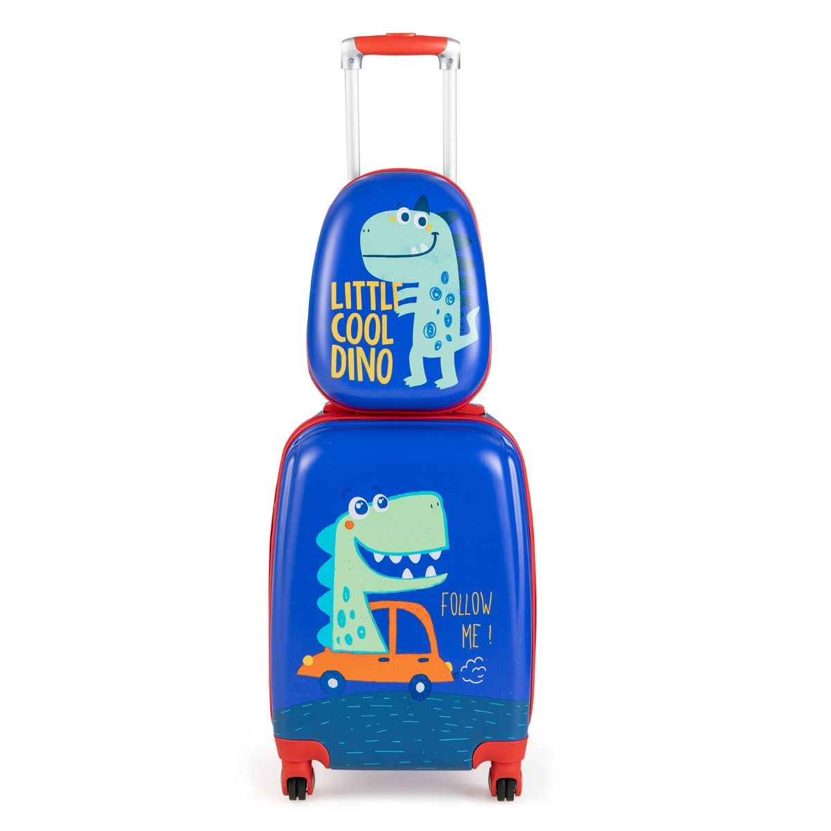Lot De 2 Valise Cabine Enfant + Sac À Dos Bagages Enfant Pour Garçons Filles Avec Poignée Rétractable 88-100Cm Valise Dinosaure En ABS