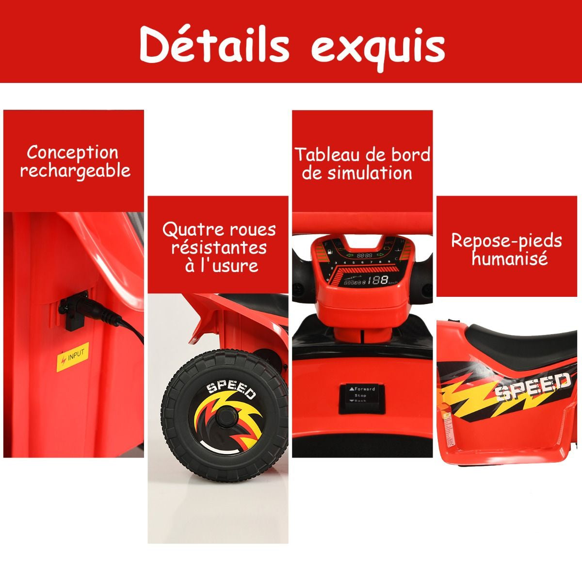 Quad Buggy Electrique Pour Enfant 6 V 4,5 Km-H MAX Voiture Pour Enfants De 3 Ans+ Blanc/Bleu/Noir/Rouge/Rose