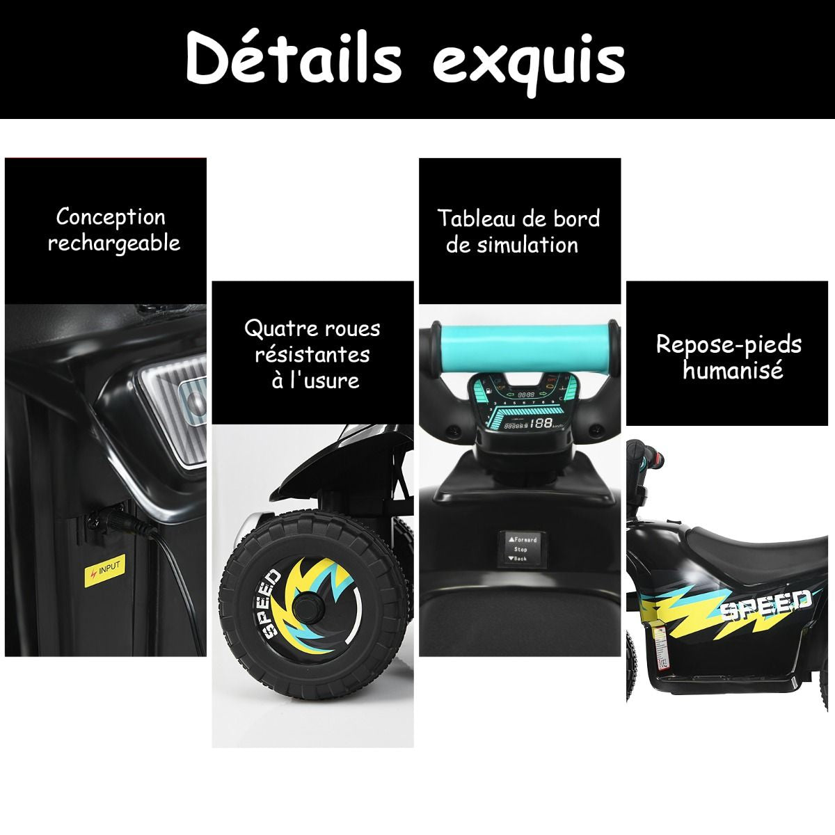 Quad Buggy Electrique Pour Enfant 6 V 4,5 Km-H MAX Voiture Pour Enfants De 3 Ans+ Blanc/Bleu/Noir/Rouge/Rose