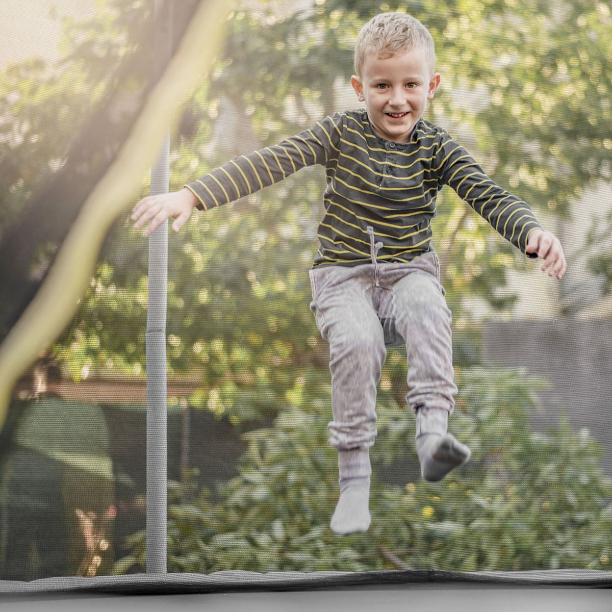 Filet De Sécurité Pour Trampoline 488 Cm Avec 11 Poteaux Fermeture Eclair Double Et Boucles De Protection Intérieur/Extérieur