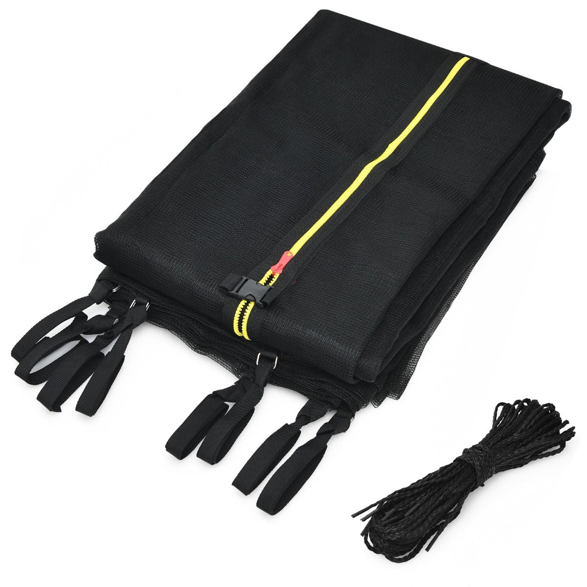 Filet De Sécurité Pour Trampoline 488 Cm Avec 11 Poteaux Fermeture Eclair Double Et Boucles De Protection Intérieur/Extérieur