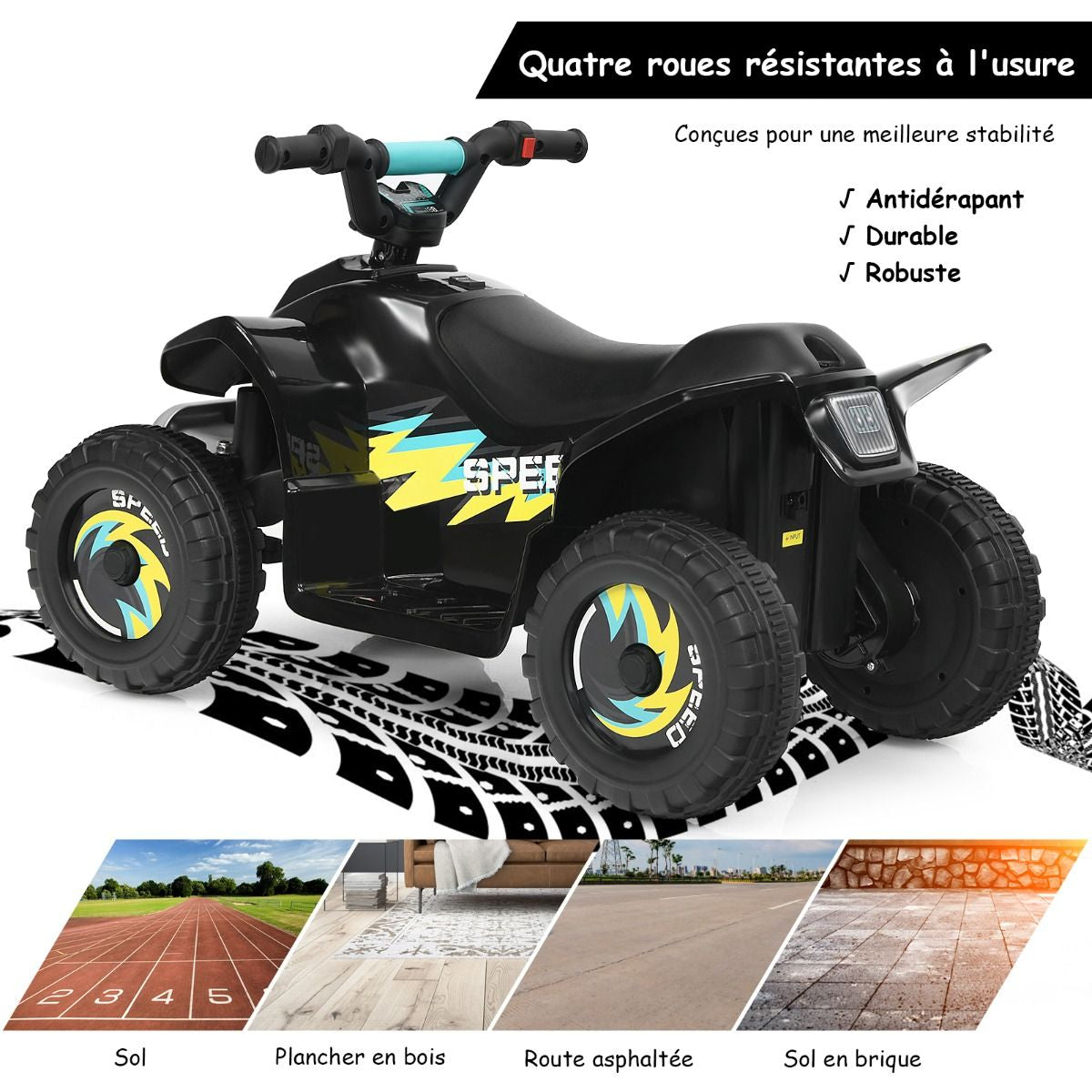 Quad Buggy Electrique Pour Enfant 6 V 4,5 Km-H MAX Voiture Pour Enfants De 3 Ans+ Blanc/Bleu/Noir/Rouge/Rose