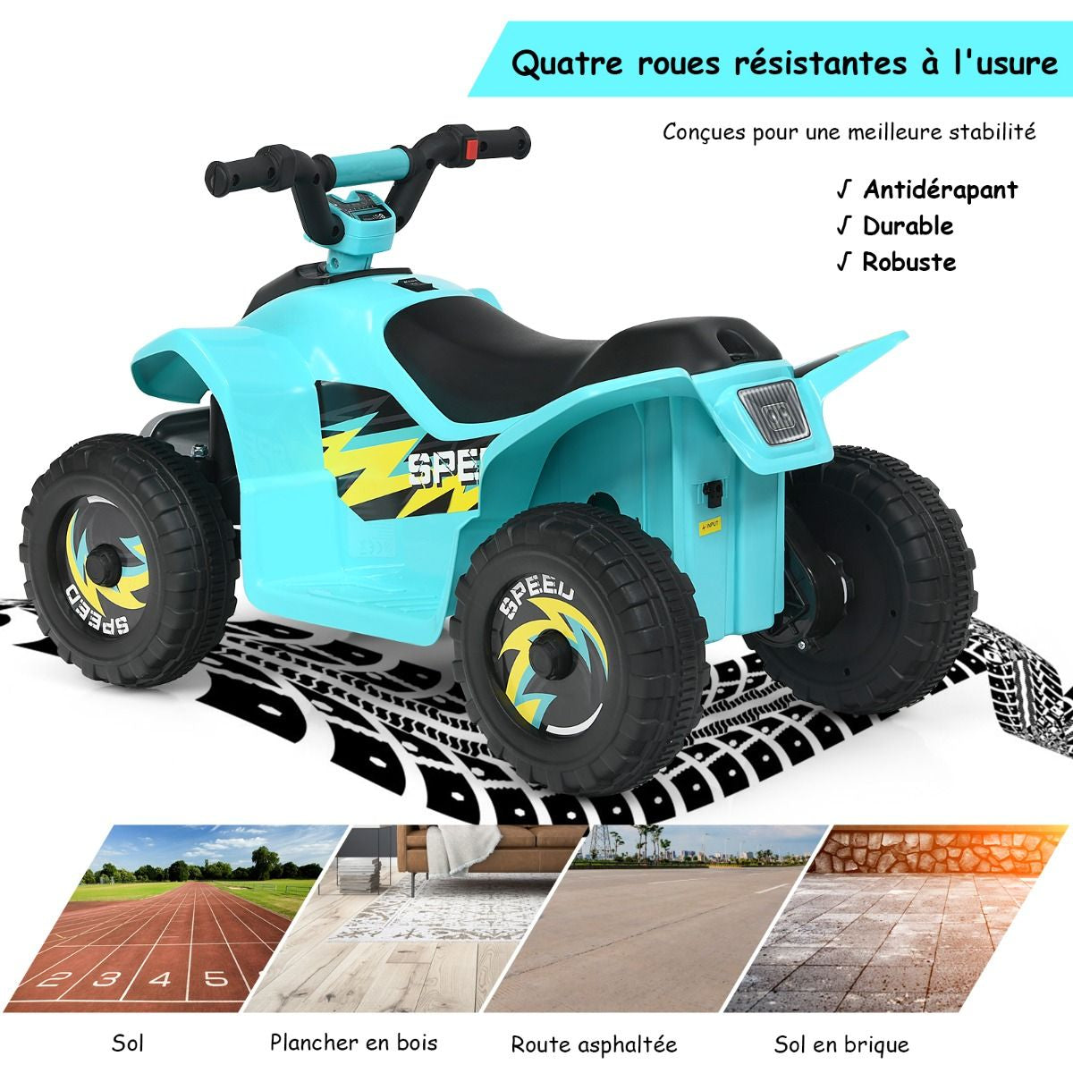 Quad Buggy Electrique Pour Enfant 6 V 4,5 Km-H MAX Voiture Pour Enfants De 3 Ans+ Blanc/Bleu/Noir/Rouge/Rose