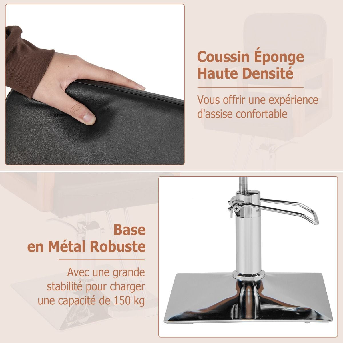 Chaise De Barbier Hydraulique Chaise De Salon De Coiffure Rotative À 360° Hauteur Réglable Chaise De Tatouage Avec Accoudoirs Noir