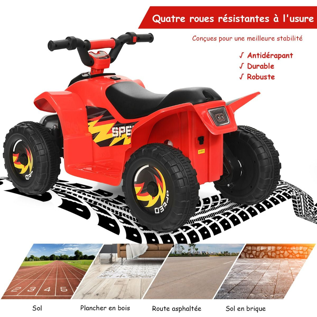 Quad Buggy Electrique Pour Enfant 6 V 4,5 Km-H MAX Voiture Pour Enfants De 3 Ans+ Blanc/Bleu/Noir/Rouge/Rose